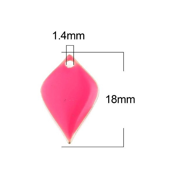 Sequins émaillés Pétaline, losange arrondi 18 par 12mm Rose Flashy