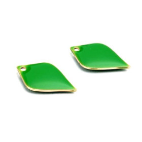 Sequins émaillés Pétaline, losange arrondi 18 par 12mm Vert