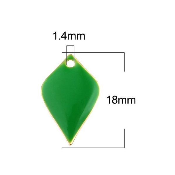 Sequins émaillés Pétaline, losange arrondi 18 par 12mm Vert
