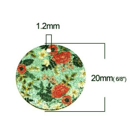 Pendentifs breloques stardust Ronde 20mm Fleurs Cuivre Coloris Doré