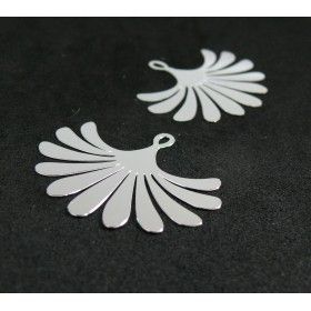 AE115854 Lot de 2 Estampes pendentif filigrane Eventail Argent Vif 29 par 35 mm
