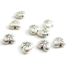 ZN999 PAX 25 perles intercalaires Coeur  8mm Métal coloris Argent Antique