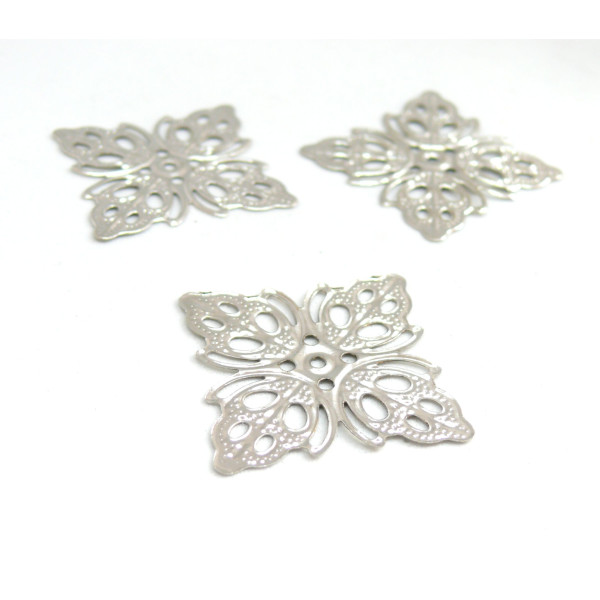 20 pendentifs FILGRANE LOSANGE ARGENT Platine 25mm S1132688