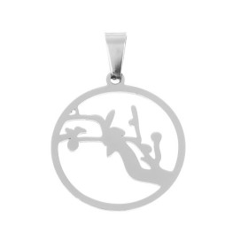 S110095046 PAX 5 Pendentifs Branche dans Cercle 23mm en Acier Inoxydable pour bijoux raffinés