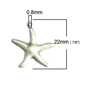 PS110223378 PAX 10 Pendentifs Etoile de Mer 22mm en Acier Inoxydable Coloris Argent pour bijoux raffinés