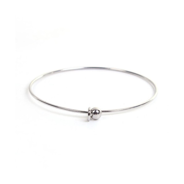 Support de Bracelet Jonc avec Bille,  ACIER INOXYDABLE 304 finition Argenté
