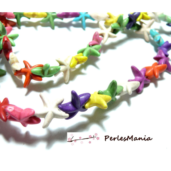 Perles  Étoile de Mer 14mm – Turquoise Howlite Multicolore