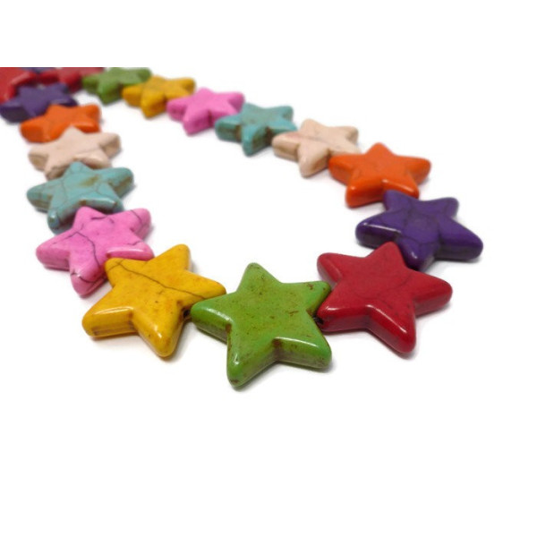 1 fil environ: 20 Perles synthetique EN HOWLITE MULTICOLORES 21x20mm