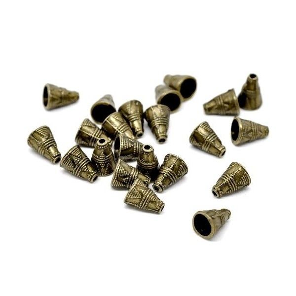 PS113571 PAX: 30 cônes embouts caps coupelles MAYA  métal coloris BronzeBRONZE 