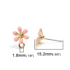 Boucles d'oreille clou puce avec attache Fleur émaillée Rose métal couleur Doré