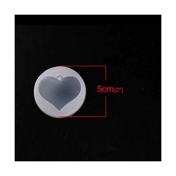 PS110108025 PAX 1 Moule en Silicone pendentif Coeur pour Creation Fimo Cernit Resine