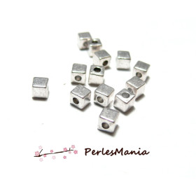 perles intercalaire petits cube 4mm P103390 VIEIL ARGENT, DIY
