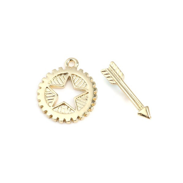 PS11667899 PAX 4 sets fermoirs T toggle Etoile metal couleur Doré