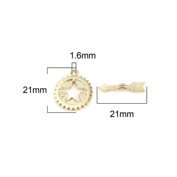 PS11667899 PAX 4 sets fermoirs T toggle Etoile metal couleur Doré