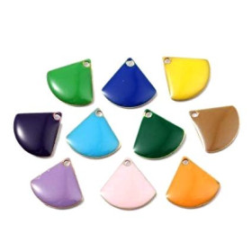 PS110140779 PAX 4 sequins médaillons émaillés Eventail 13 par 12mm Orange