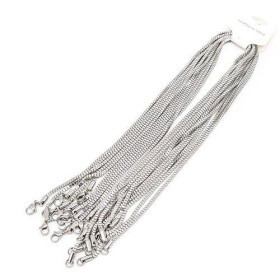 PS110144412 PAX  1 collier 50 cm  maille Box, Cube 2.4mm en Acier Inoxydable 304 coloris Argent Platine