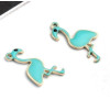 Pendentifs style émaillés Flamingo, Flamant Rose 14 par 7mm Bleu Turquoise