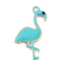 Pendentifs style émaillés Flamingo, Flamant Rose 14 par 7mm Bleu Turquoise