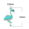 Pendentifs style émaillés Flamingo, Flamant Rose 14 par 7mm Bleu Turquoise