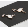 Pendentifs style émaillés Flamingo, Flamant Rose 14 par 7mm Blanc