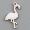 Pendentifs style émaillés Flamingo, Flamant Rose 14x7mm Blanc