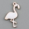 PS11669604 PAX 2  Pendentifs style émaillés Flamingo, Flamant Rose 14 par 7mm Blanc