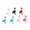 Pendentifs style émaillés Flamingo, Flamant Rose 14x7mm Blanc