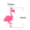 Pendentifs style émaillés Flamingo, Flamant Rose 14 par 7mm Rose