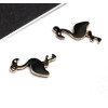 Pendentifs style émaillés Flamingo, Flamant Rose 14 par 7mm Noir