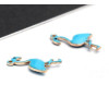 Pendentifs style émaillés Flamingo, Flamant Rose 14 par 7mm Bleu