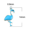 Pendentifs style émaillés Flamingo, Flamant Rose 14 par 7mm Bleu