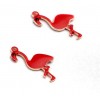 Pendentifs style émaillés Flamingo, Flamant Rose 14 par 7mm Rouge ( pendentifs très fins )