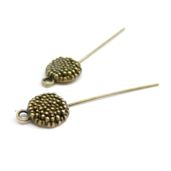 GA0618 PAX 10 Boucles d'oreille crochet  PICOT métal coloris Bronze