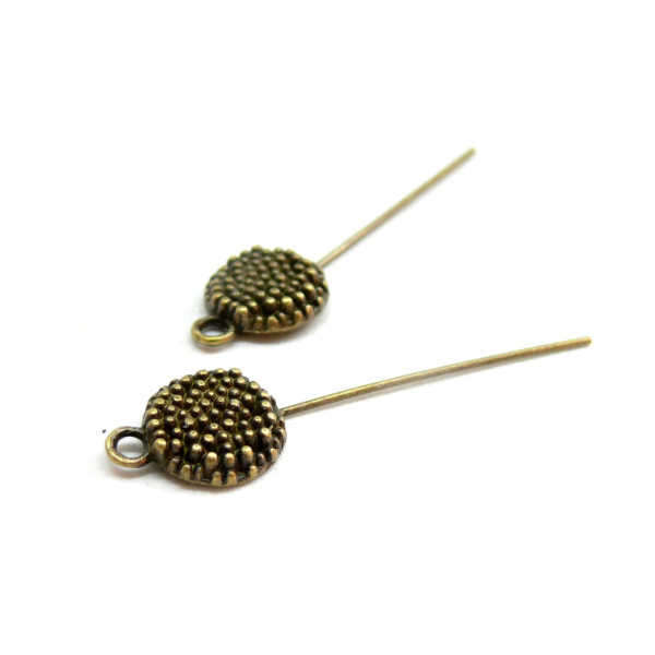 G110618bis  PAX 10 Tige avec cercle et  PICOT métal coloris Bronze