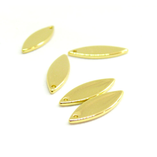 H1133172 PAX de 5 pendentifs Marquise 16 par 5mm Laiton Doré 18KT