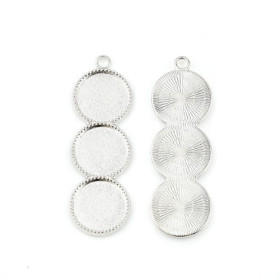 PS11671504 PAX 5 Supports de pendentif Triple 12mm metal couleur Argent Platine