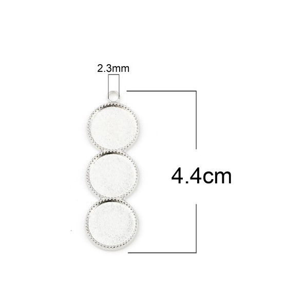 PS11671504 PAX 5 Supports de pendentif Triple 12mm metal couleur Argent Platine