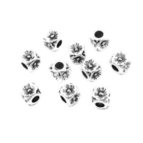PS110201267 PAX 50 perles intercalaires Cube et fleur  5mm métal couleur Argent Antique