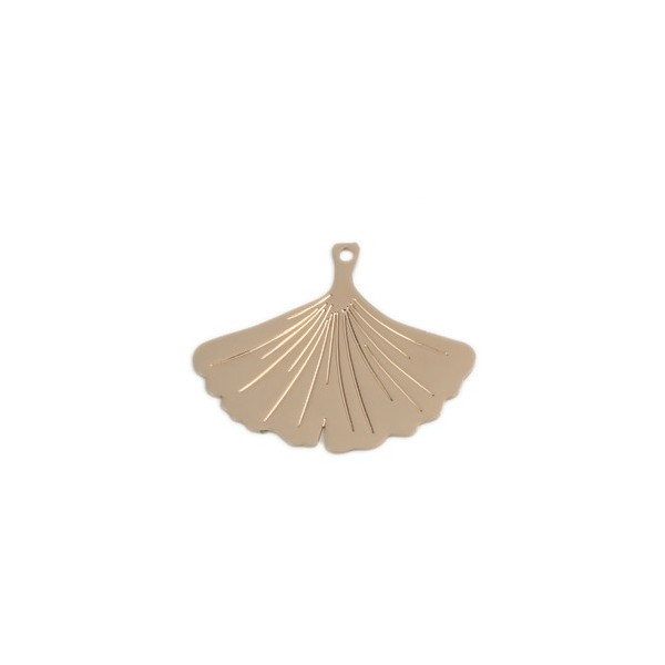 Estampes pendentif filigrane Mini Ginkgo biloba cuivre couleur Doré de 22mm