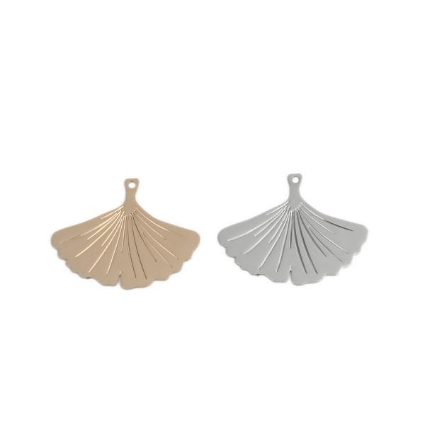 Estampes pendentif filigrane Mini Ginkgo biloba cuivre couleur Doré de 22mm