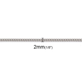 PS110123277 PAX 2 colliers 48,5 cm maille fine 2mm en Acier Inoxydable 304 coloris Argent Platine