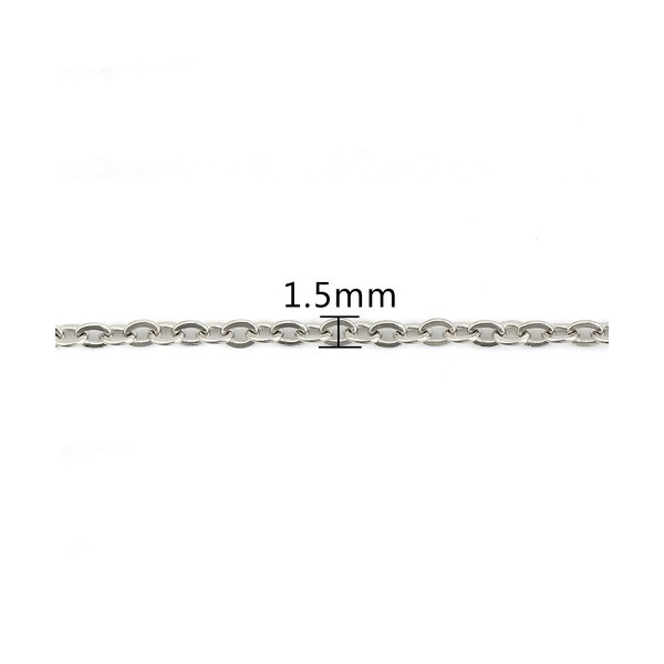 Colliers 44cm maille fine 2 par 1mm en Acier Inoxydable 304 coloris Argent Platine