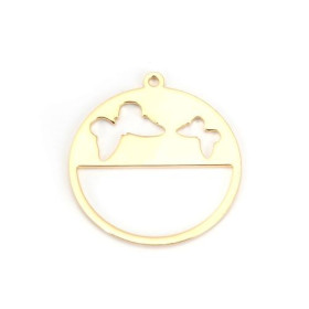 PS11120277 PAX de 2 pendentifs Papillons dans Cercle 28mm Cuivre Doré 18KT