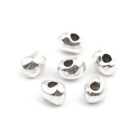 Perles Intercalaires Forme Galet 9x7mm – Métal Couleur Argent Platine