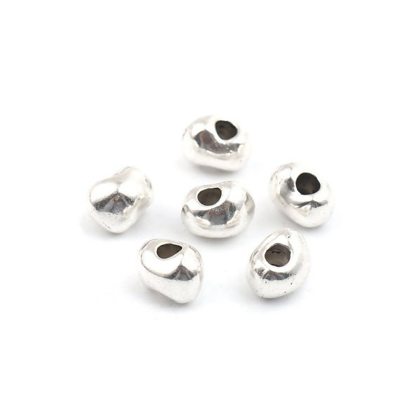 Perles Intercalaires Forme Galet 9x7mm – Métal Couleur Argent Platine