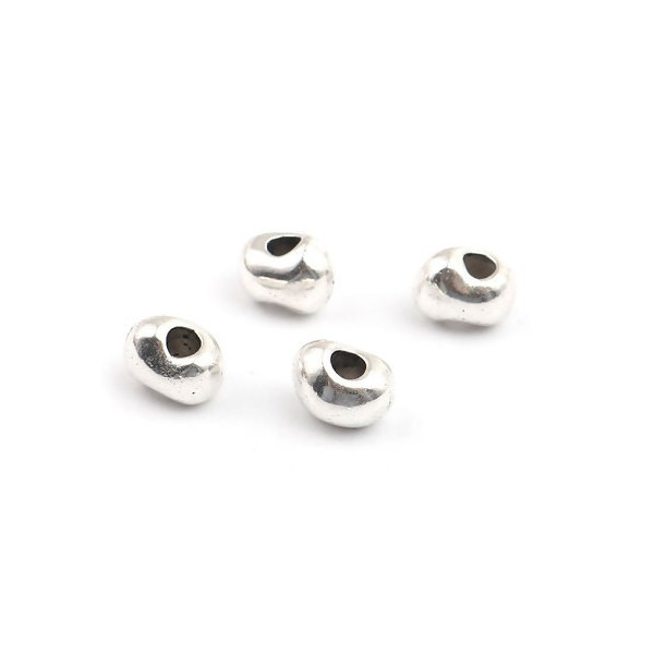 Perles Intercalaires Forme Galet 9x7mm – Métal Couleur Argent Platine