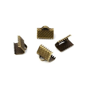 PAX: 200 GRIFFE PINCE ATTACHE RUBAN 10mm BRONZE embouts, serre fils S1114625