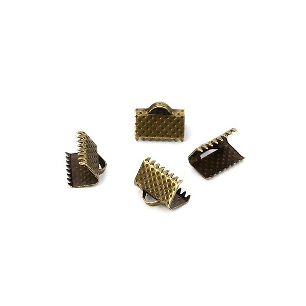 PAX: 200 GRIFFE PINCE ATTACHE RUBAN 10mm BRONZE embouts, serre fils S1114625