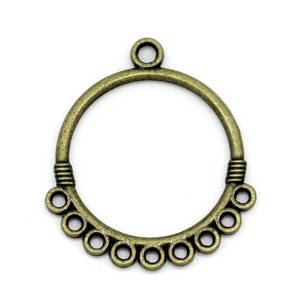 Multiconnecteurs Chandeliers Rond Ethnique 9 trous, métal finition Bronze