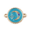 PS11677010 PAX 5 connecteurs émaillés Bleu Turquoise Cercle et Lune avec strass multicolores 16mm